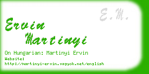 ervin martinyi business card